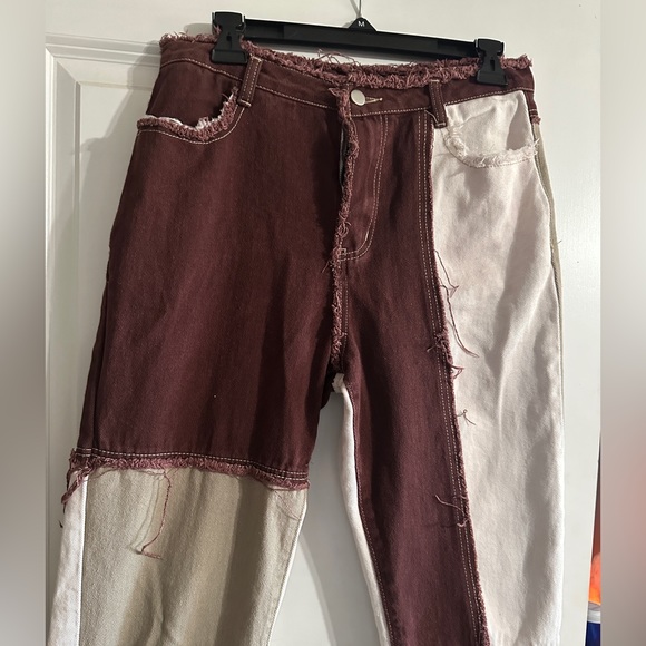 Brown patchwork pants - Picture 3 of 3